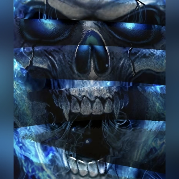 Men's Blue Skull T-shirt Novelty 3D Digital Print Medium (38) NWT - Picture 3 of 8